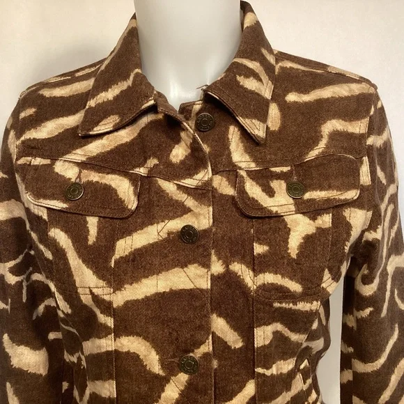 LRL Lauren Jean Co Ralph Lauren Animal Print Jean Jacket Women’s size medium - Picture 2 of 11
